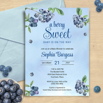 Sweet Blueberry Watercolor Baby Shower  Invitation by starstreamdesign at Zazzle