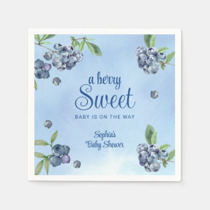 Sweet Blueberry Watercolor Baby Shower Napkins