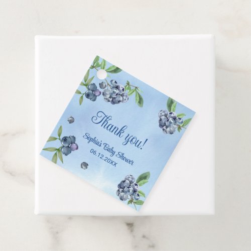 Sweet Blueberry Watercolor Baby Shower Thank You Favor Tags