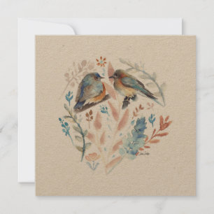 Sweet Bluebird Couple Watercolor With Floral