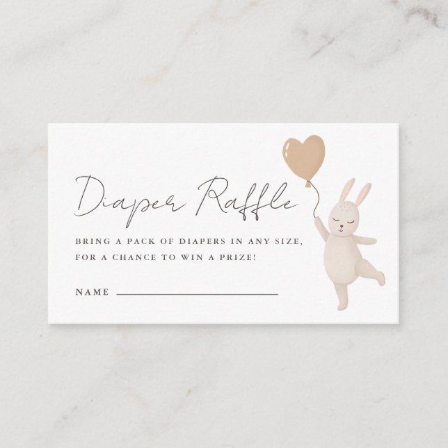 Sweet Blush Bunny Baby Shower Diaper Raffle Enclosure Card (Front)