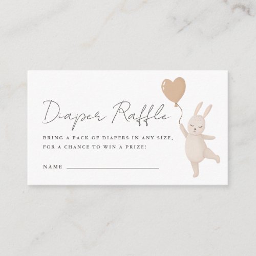 Sweet Blush Bunny Baby Shower Diaper Raffle Enclosure Card