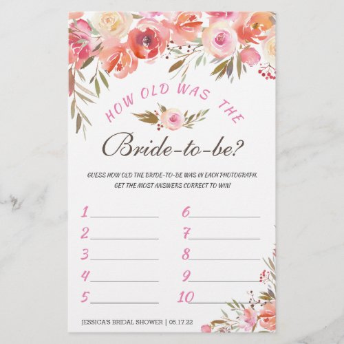 Sweet Blush Floral Double_Sided Bridal Shower Game