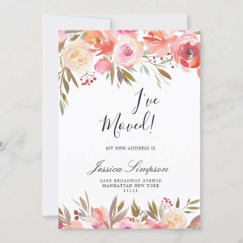 Sweet Blush Floral Moving Announcement Cards