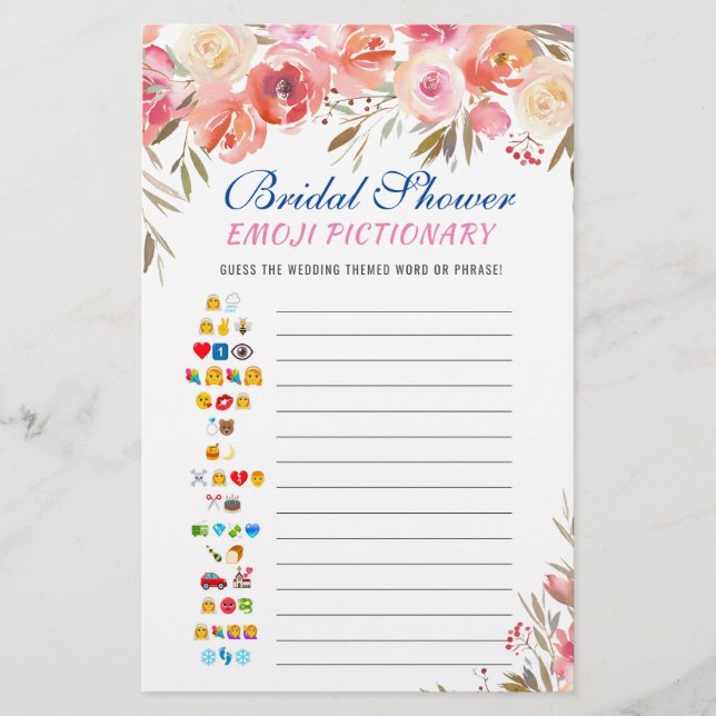 Sweet Blush Floral Watercolor Bridal Shower Game (Front)