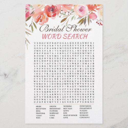 Sweet Blush Floral Watercolor Bridal Shower Game