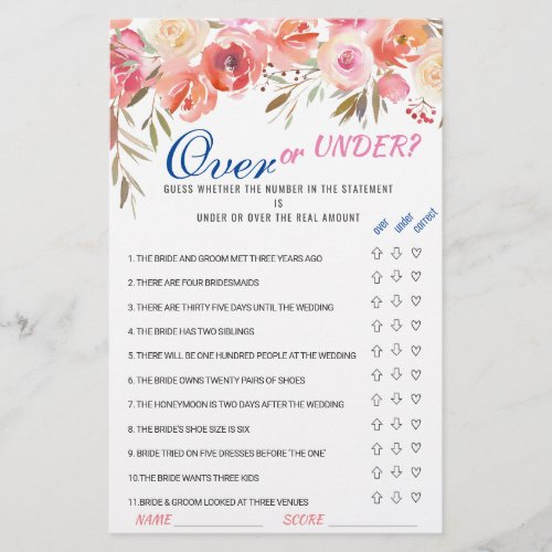 Sweet Blush Floral Watercolor Bridal Shower Game