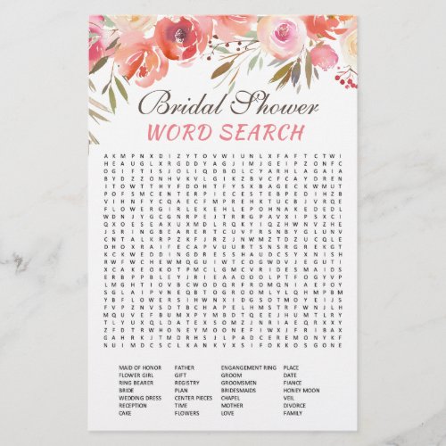 Sweet Blush Floral Watercolor Bridal Shower Game