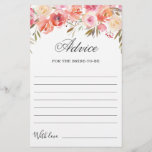 Sweet Blush Floral Well Wishes Advice Card<br><div class="desc">Sweet Blush Floral Well Wishes Advice Card.
Personalize with the bride to be's name and date of shower. 
 For further customization,  please click the "customize further" link. If you need help,  contact me please.</div>