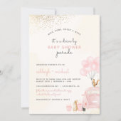 Sweet Blush Pink Balloons Car Drive By Baby Shower Invitation (Front)