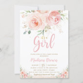 Sweet Blush Pink Floral Gold Girl Baby Shower Invitation (Front)