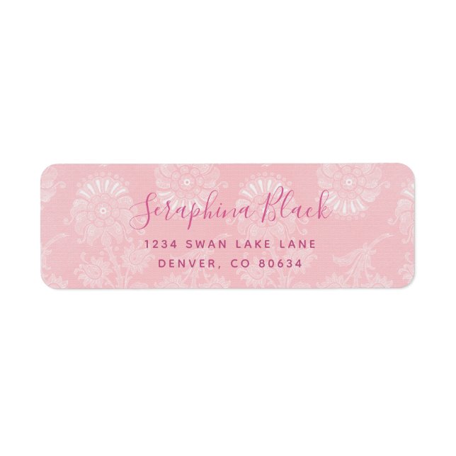 Sweet Blush Pink Lace Return Address Label (Front)