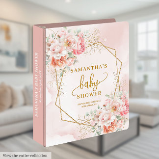 Sweet blush pink sage baby shower memory album 3 ring binder
