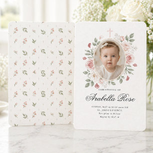 Sweet Blush Rose Floral Photo Script Invitation