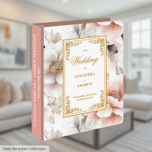 Sweet blush watercolor wedding memory album 3 ring binder