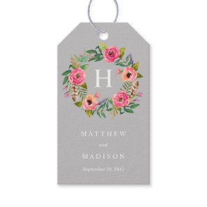 Sweet Bohemian Wreath in Gray | Wedding Gift Tags