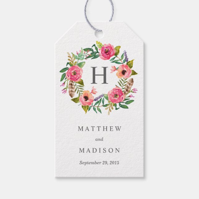 Sweet Bohemian Wreath | Wedding Gift Tags (Front)