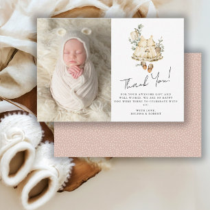 Sweet Boho Baby Shower Photo Thank You Card