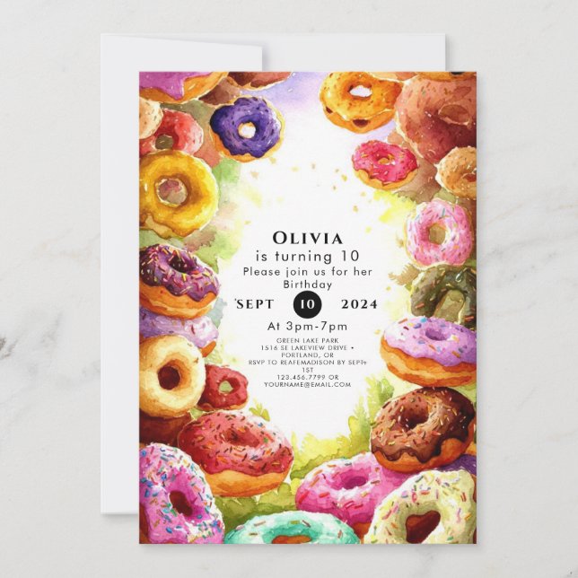 Sweet Boho Donut Birthday Invitation (Front)