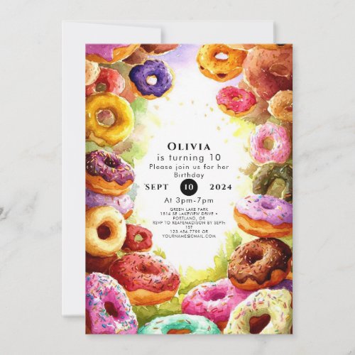 Sweet Boho Donut Birthday Invitation