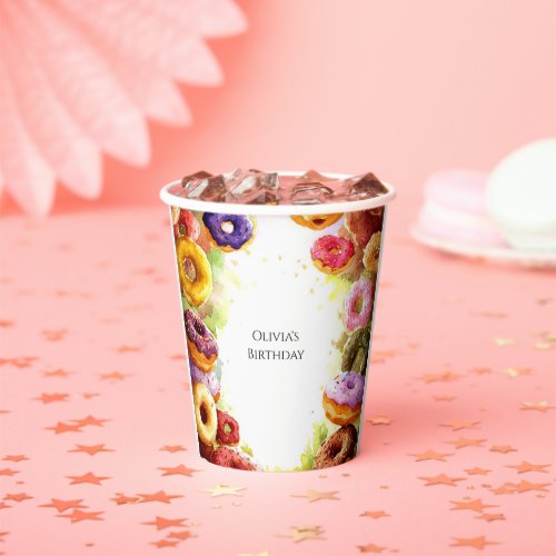 Sweet Boho Donut Birthday Paper Cups