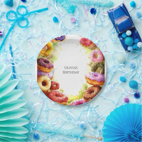 Sweet Boho Donut Birthday Paper Plates