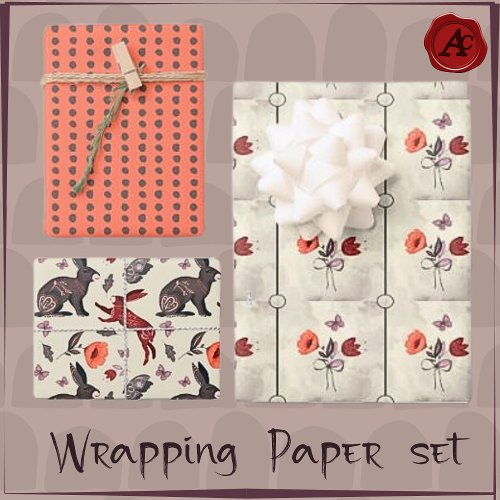 Sweet boho folk art rabbit butterfly floral Hygge Wrapping Paper Sheets