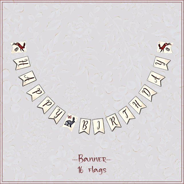 Sweet boho folk art rabbit Hygge floral Bunting Flags (Creator Uploaded)