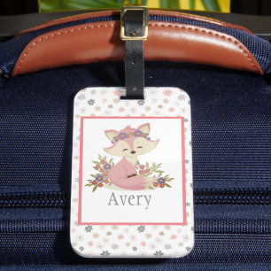 Sweet Boho Fox Personalized Luggage Tag