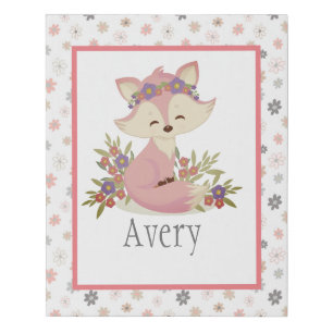 Sweet Boho Fox Personalized Nursery Art Faux Canvas Print