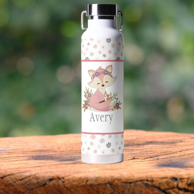 Sweet Boho Fox Personalized   Water Bottle (Creator Uploaded)