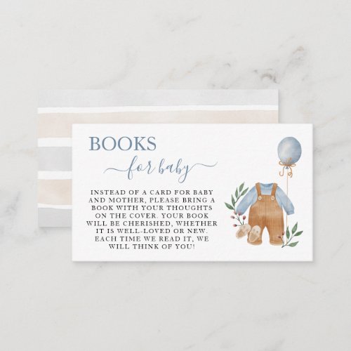Sweet Boho Neutral Boy Baby Shower Books for Baby Enclosure Card