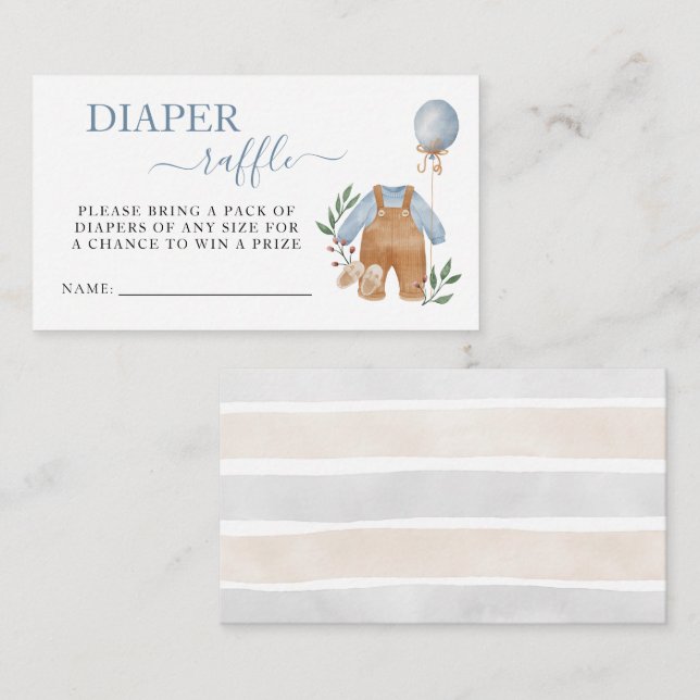 Sweet Boho Neutral Boy Baby Shower Diaper Raffle Enclosure Card (Front/Back)
