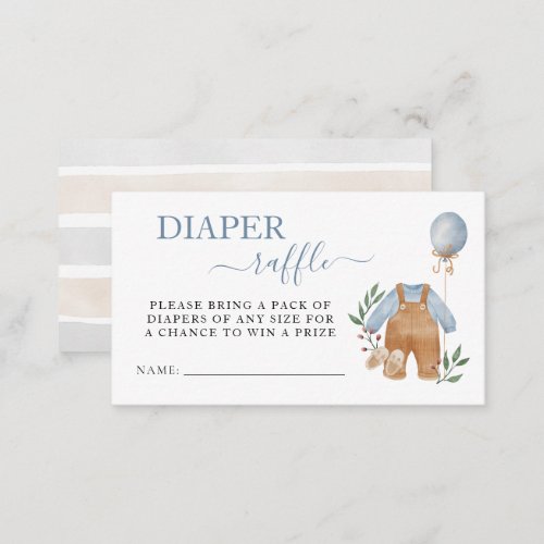 Sweet Boho Neutral Boy Baby Shower Diaper Raffle Enclosure Card