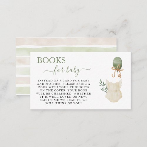 Sweet Boho Neutral Girl Baby Shower Books for Baby Enclosure Card