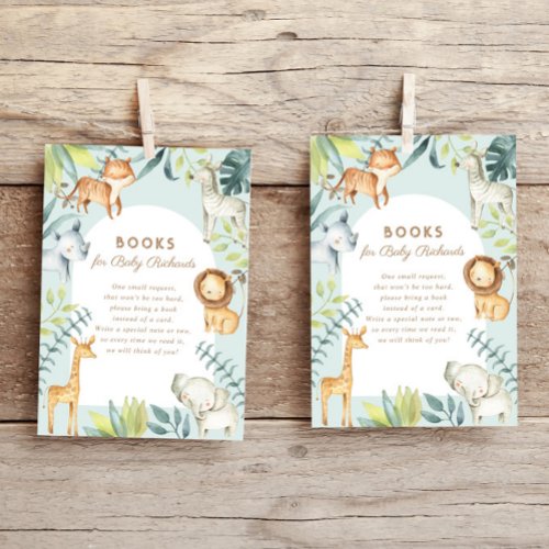 Sweet boho safari animals sage books for baby enclosure card