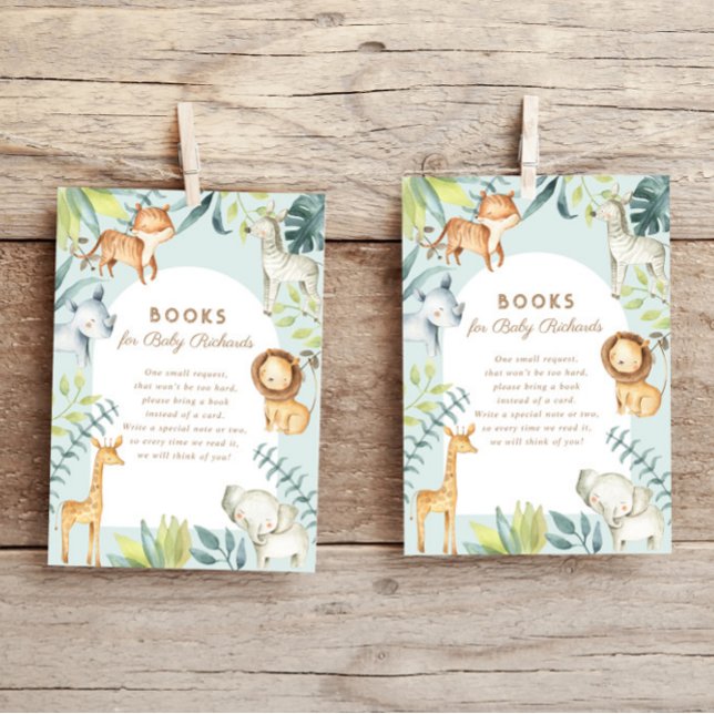 Sweet boho safari animals sage books for baby enclosure card (Creator Uploaded)