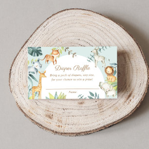 Sweet boho safari animals sage diaper raffle enclosure card
