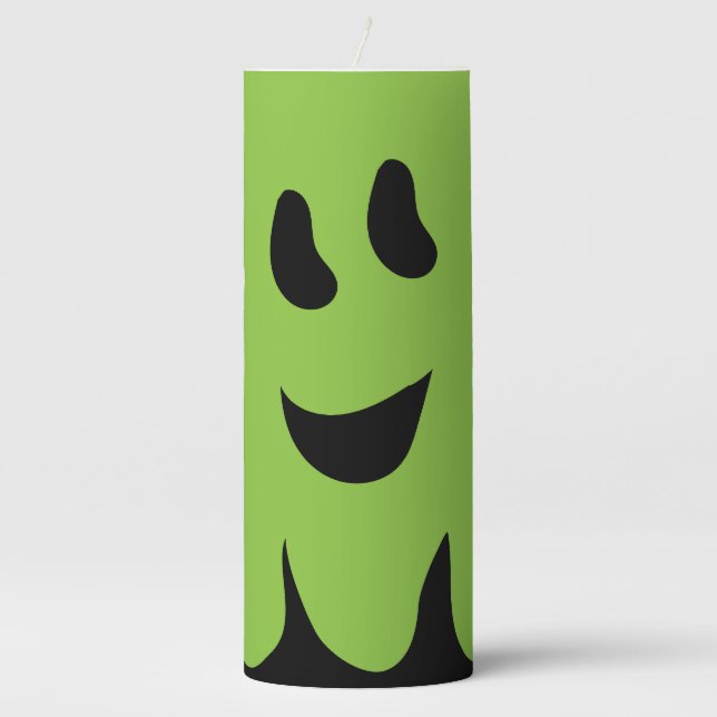 Sweet Boo Ghost Green 3" x 8" Pillar Candle (Front)