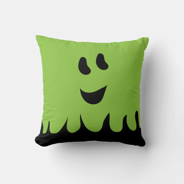 Sweet Boo Ghost Pillow-Green Throw Pillow (Front)