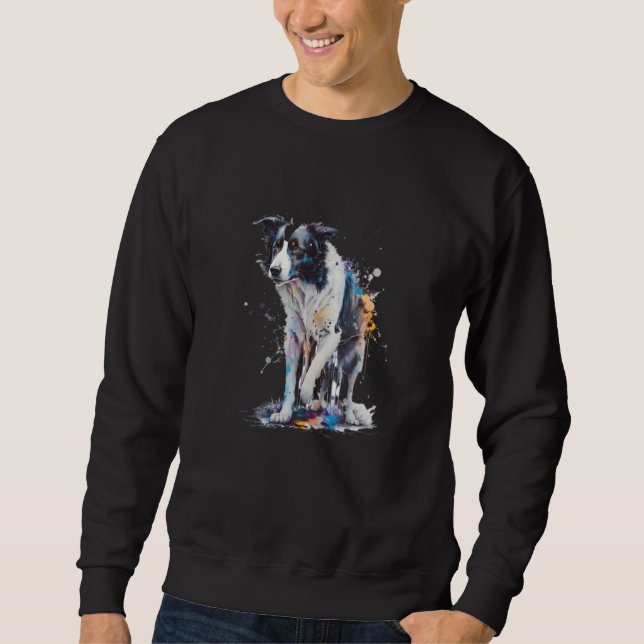 Sweet Border Collie Dog Portrait_5 Sweatshirt (Front)