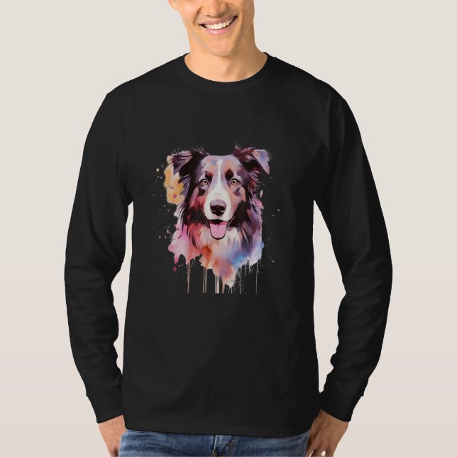 Sweet Border Collie Portrait Dog  2 T-Shirt (Front)