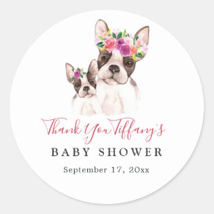 Sweet Boston Dog Thank You Baby Shower Classic Round Sticker