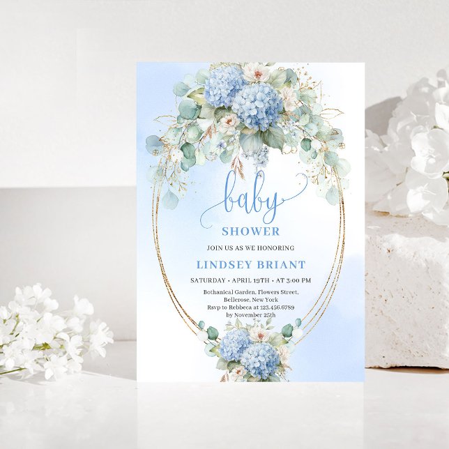 Sweet Botanical Blue Floral Baby Shower Invitation (Sweet Botanical Blue Floral Baby Shower Invitation)