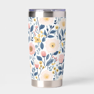 Sweet Botanical Ditsy Floral White Background Natu Insulated Tumbler