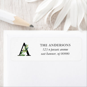 Sweet Botanical Monogram Label