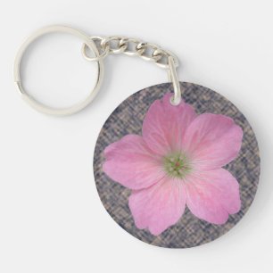 Sweet Botanical Pink Geranium Flower Keychain