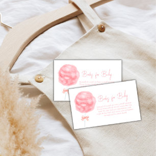 Sweet Bow Cotton Candy Books For Baby Shower Enclosure Card