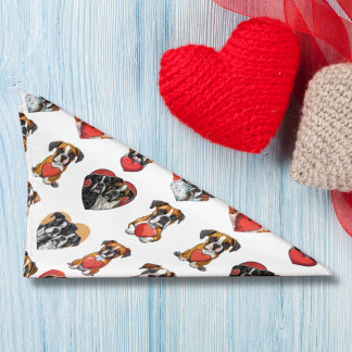 Sweet Boxer Dog Hearts Valentine's Pet Bandana