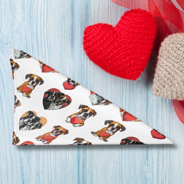 Sweet Boxer Dog with Heart Watercolor Bandana (Sweet Boxer Dog with Heart Watercolor Bandana)